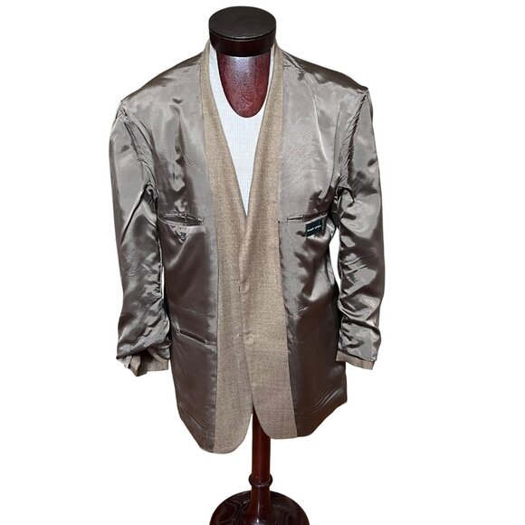 Oscar De La Renta Mens Camel Brown Lambs Wool Cashmere Sport Coat‎ Blazer 42R - Picture 8 of 12